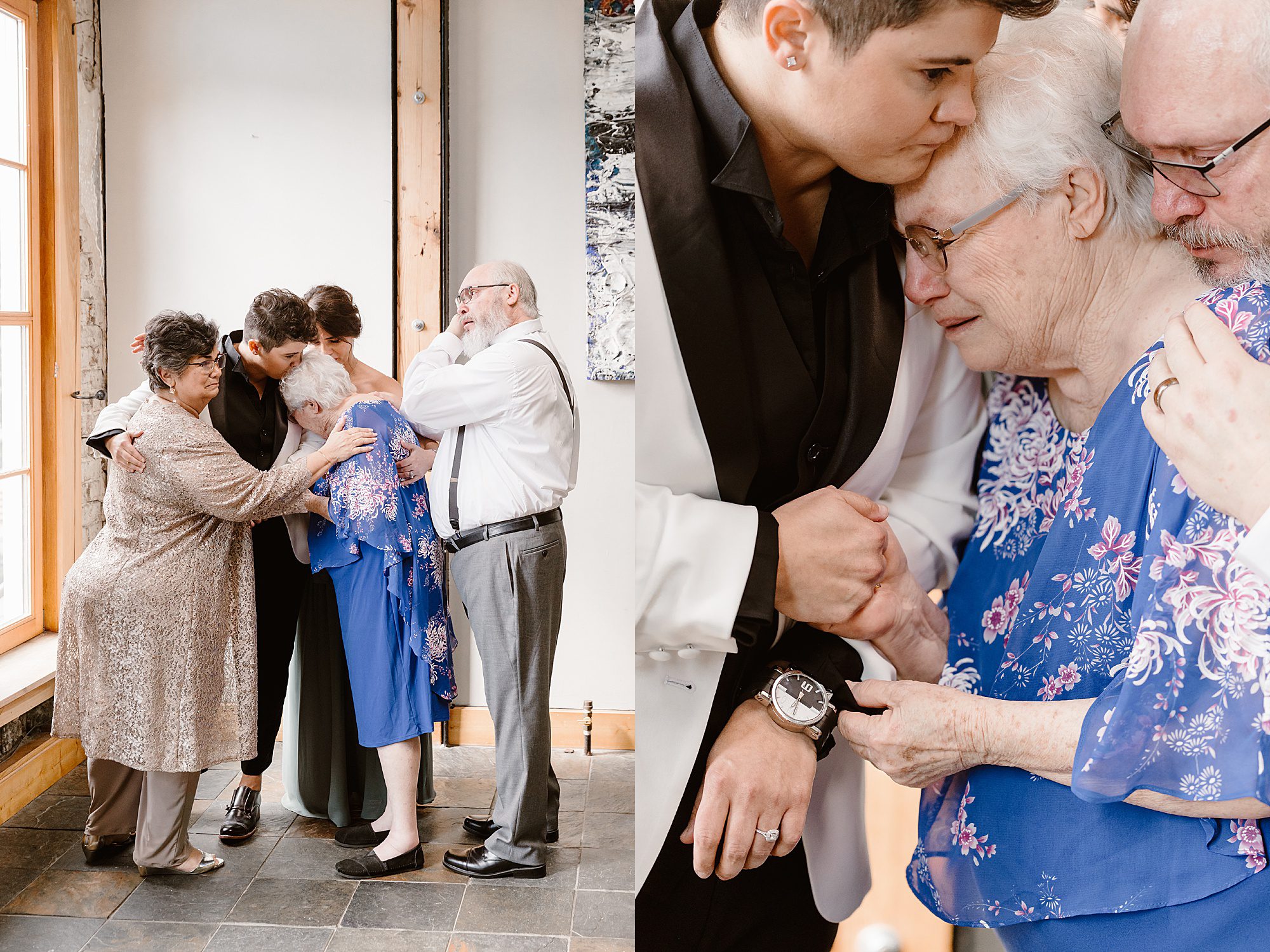 emotional moment with grandmother at intimate wedding