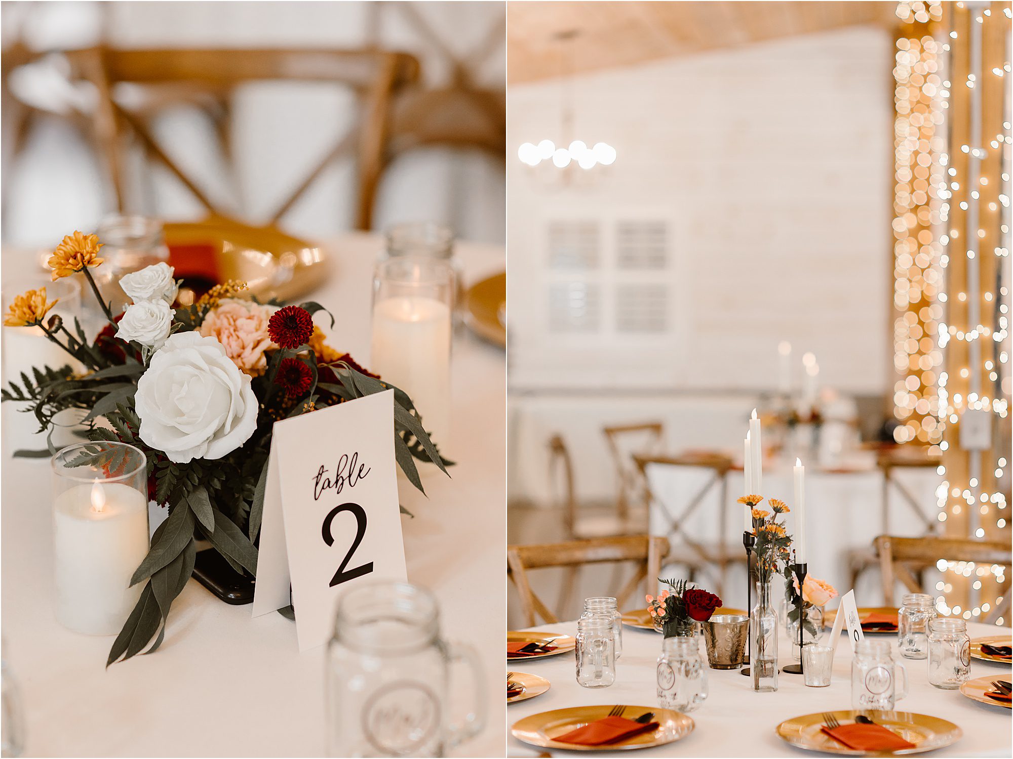 rustic wedding decorations at fall wedding in Tennessee