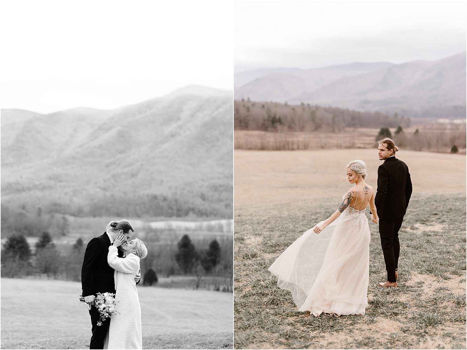 man and woman stand at Wildlife Overlook in the Smokies