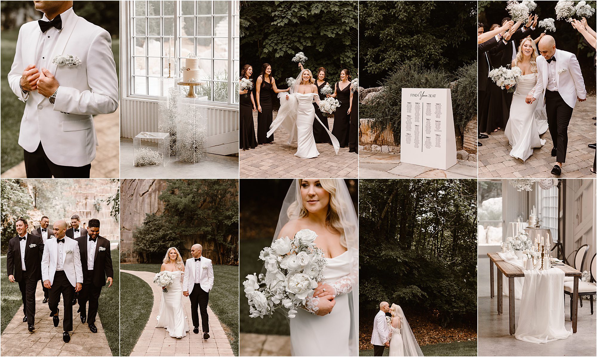 Monochrome Baby's Breath Wedding at The Quarry Venue