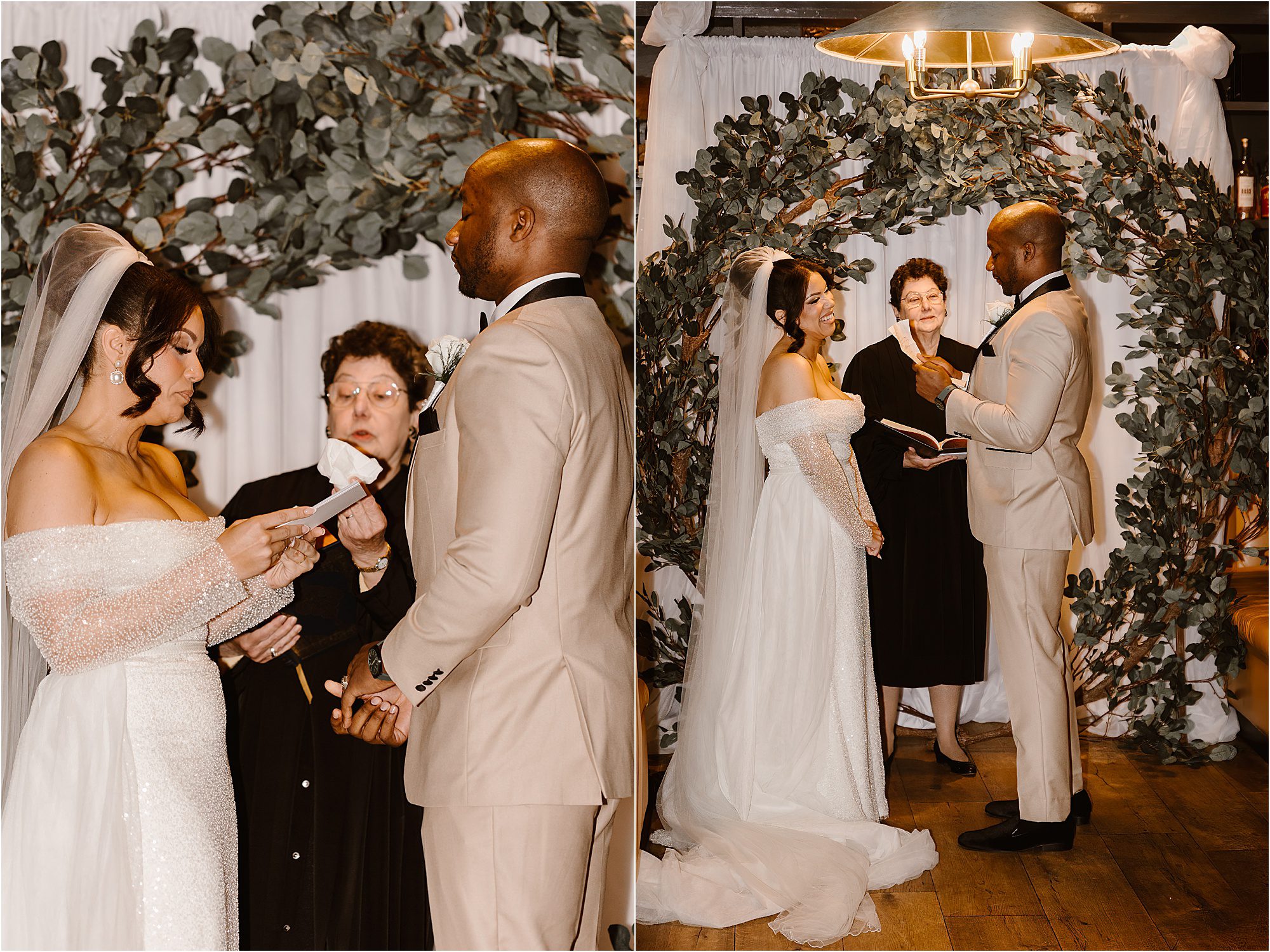 bride and groom exchange vows at Sunday Brunch Wedding in Knoxville